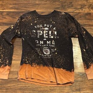 Black and Orange Graphic Long Sleeve Shirt